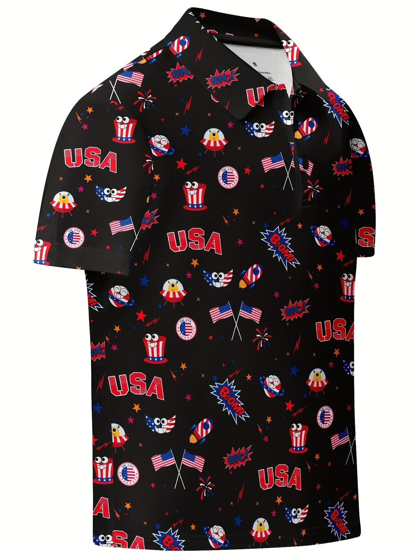 Boy's Graphic Polo Shirt Active Stretch Button Up Short Sleeve Polo