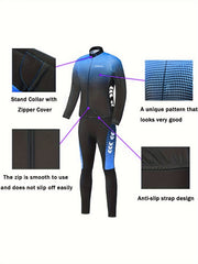 Men's Block Cycling Outfit Long Sleeve Zipper Mountain Road Bike Top & Leggings