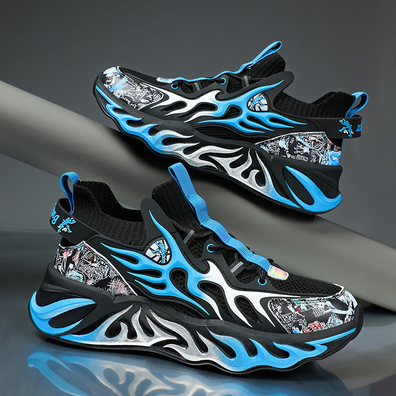Men's Flame Basketball Shoes Comfy Non Slip Lace Up Sneakers