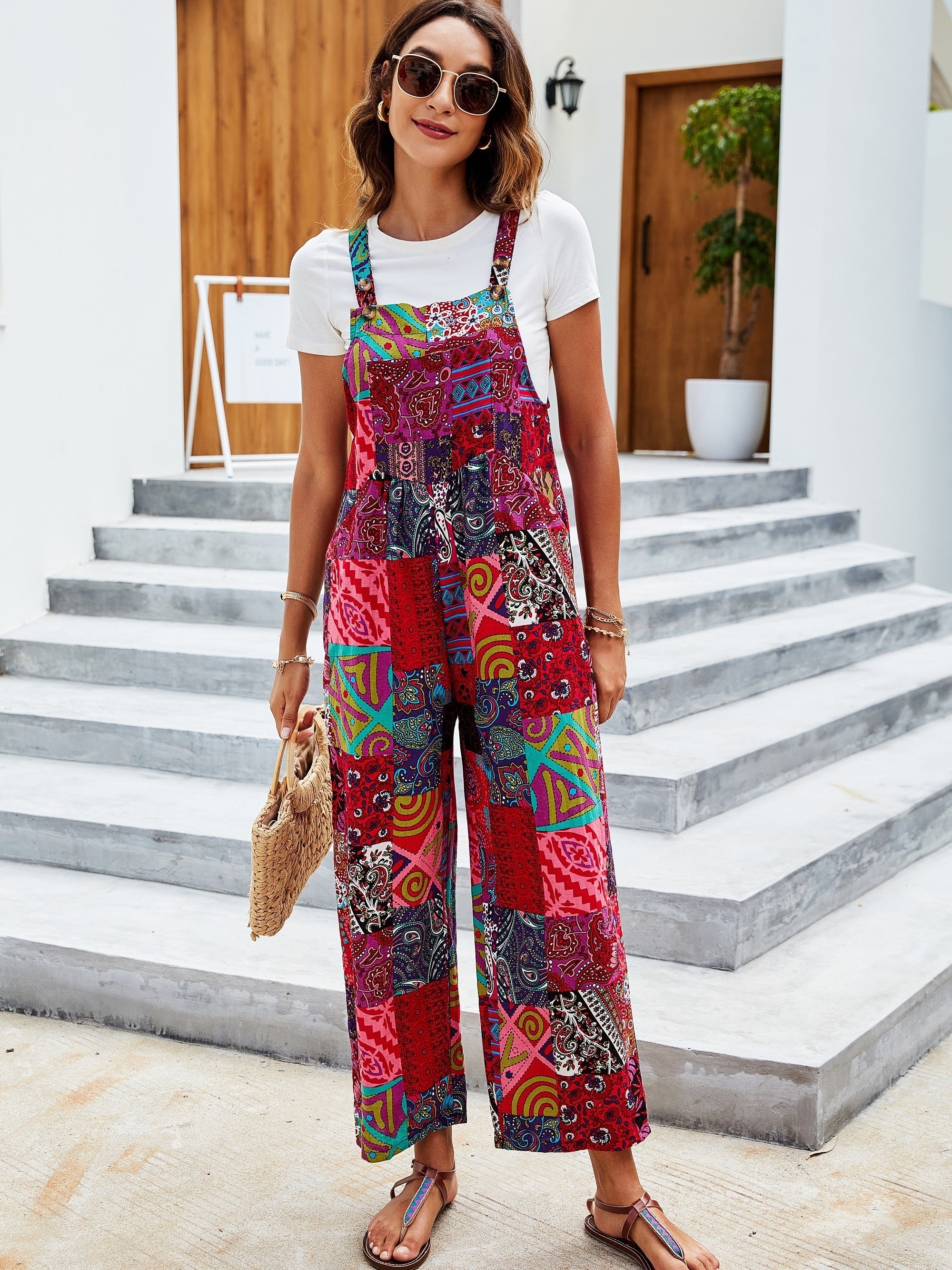 Wide Leg Overall Jumpsuit for Women