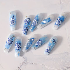 Purple Flower 5D Nail Stickers for Effortless Glamour