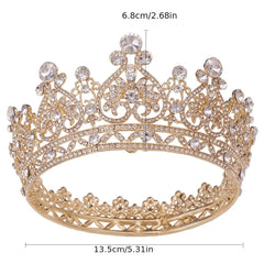 Baroque Crown Headband Round Rhinestone Tiara for Girls