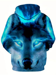 Wolves 3D Print Hoodie Men Comfy Loose Pullover Autumn Winter