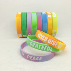5pcs Inspirational Tie Dye Silicone Bracelet Motivational Rubber Bangle