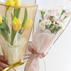 50pcs Golden Edge Transparent Waterproof Flower Packaging Bags
