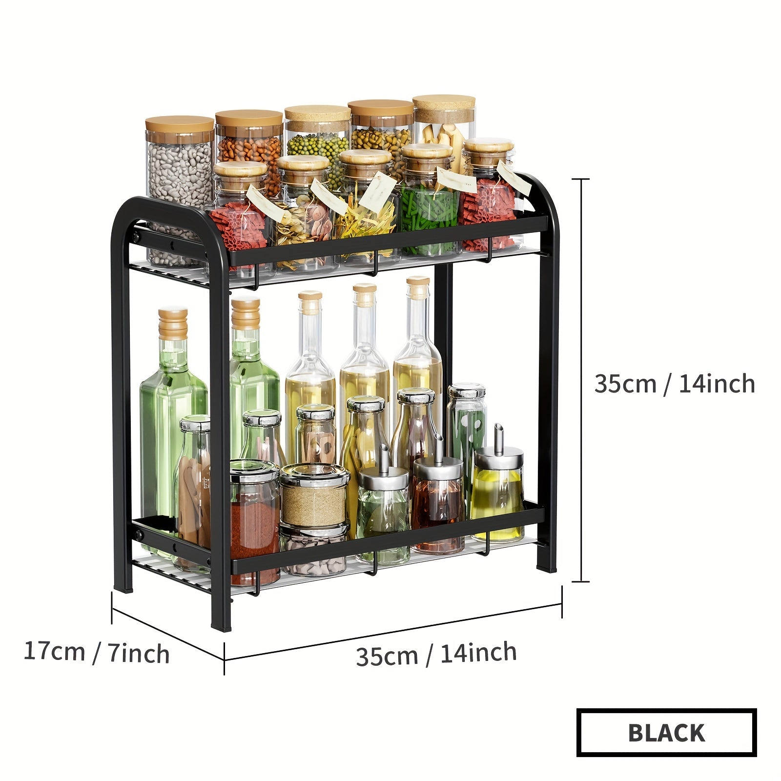 2 Tier Spice Rack Organizer for Cabinet and Countertop