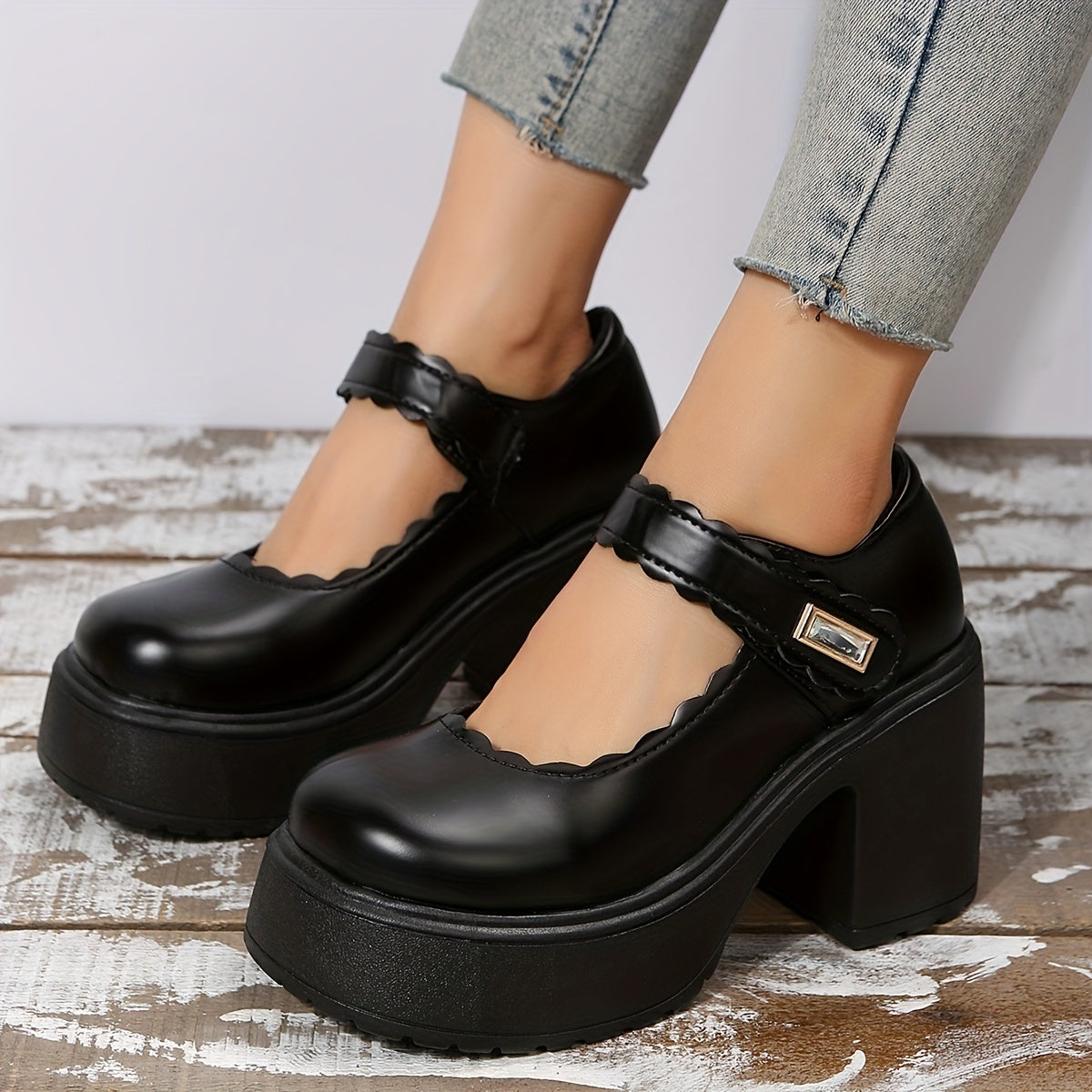 Platform High Heels Round Toe Chunky Heel Mary Jane Lolita Shoes
