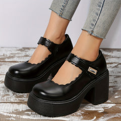 Platform High Heels Round Toe Chunky Heel Mary Jane Lolita Shoes