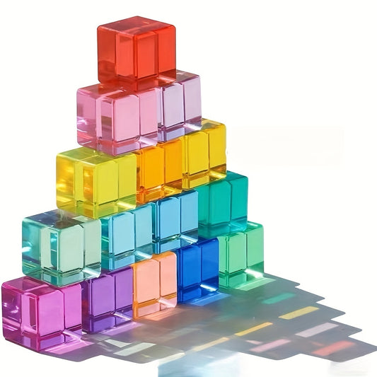15pcs Acrylic Cube Building Blocks Transparent Glossy Spheres 15 Vibrant Colors