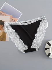 3Pcs Lace Briefs Stretchy Intimates Panties Women's Lingerie
