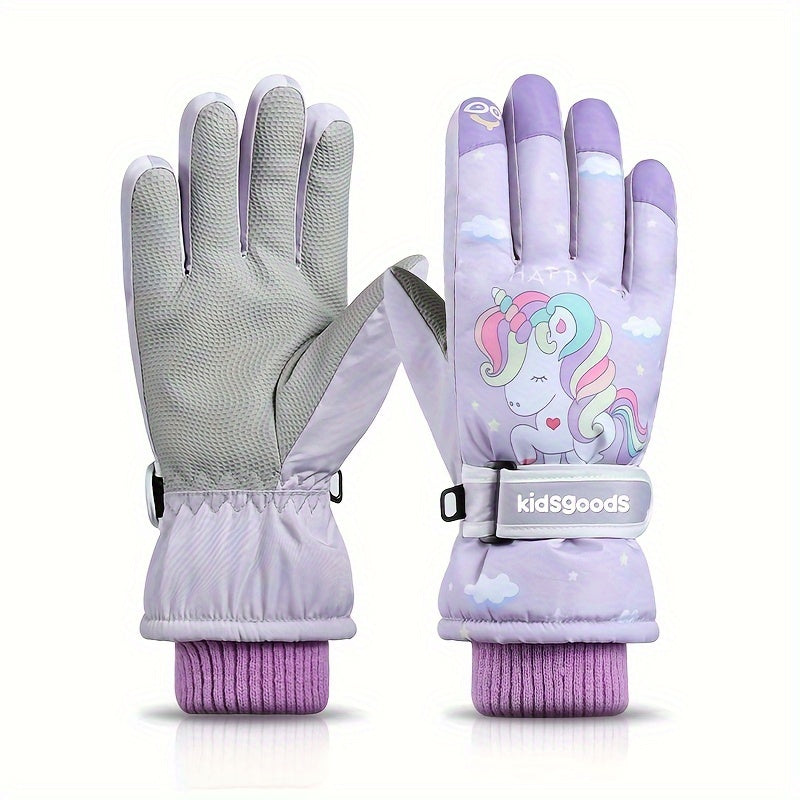 Kids Winter Waterproof Skiing Gloves, Non-slip Snow Playing Gloves