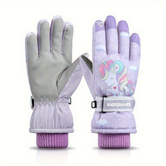 Kids Winter Waterproof Skiing Gloves, Non-slip Snow Playing Gloves