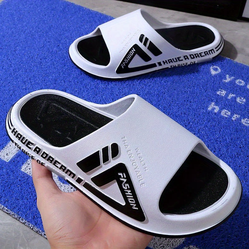 Men's Contrast Slides Non Slip Slippers Open Toe Shoes Indoor Outdoor