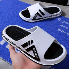 Men's Contrast Slides Non Slip Slippers Open Toe Shoes Indoor Outdoor