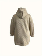 Solid Textured Hooded Sweatshirt Dress