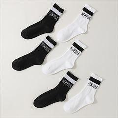 6 Pairs Letter Print Comfy Mid Tube Socks Women's Stockings
