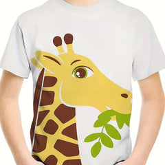 Breathable 3D Giraffe Print Short Sleeve T shirt Girls Spring Summer Gift
