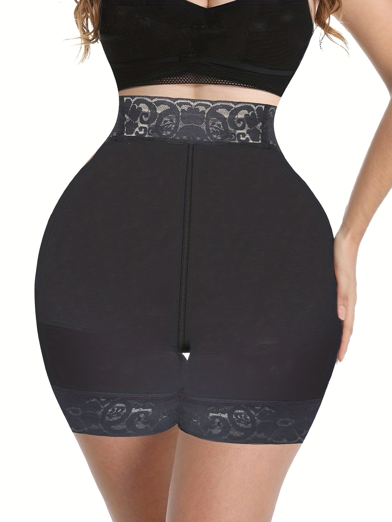 Lace Trim Shaping Shorts High Waist Seamless Tummy Control Shorts