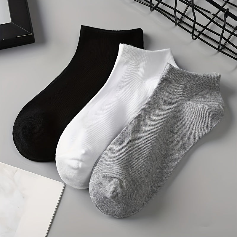 10 Pairs Solid Sports Ankle Socks Women's Stockings