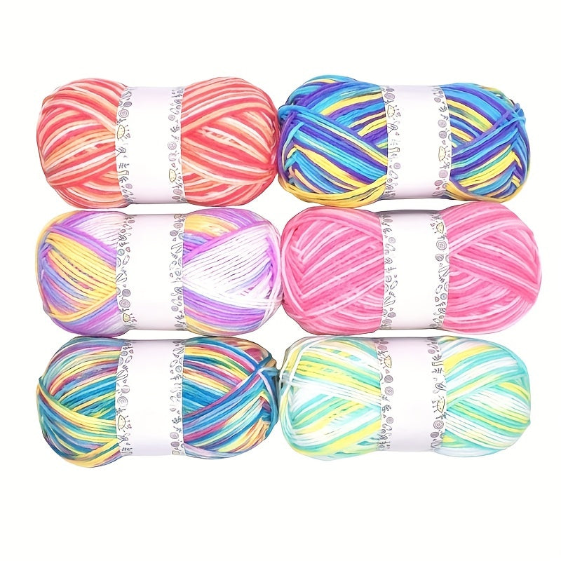 6 Skeins Rainbow Colorful Yarn for Knitting Crocheting Sweaters Scarves Shawls
