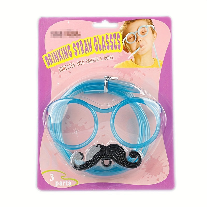 Family Game Props Glasses Beard Straw Crazy Funny Halloween Party Straw