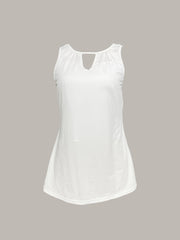Keyhole Tank Top Sleeveless Crew Neck Ruched Top Women's Clothing