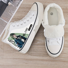 Anime Print Plush Lined Thermal Chunky Canvas Sneakers
