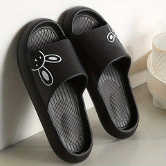 Women's Rabbit Printed Indoor Bath Slippers Open Toe Non Slip House Slippers