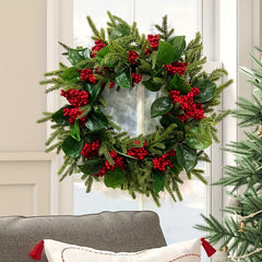 Christmas Red Fruit Wreath For Front Door Hanging - Home Decor