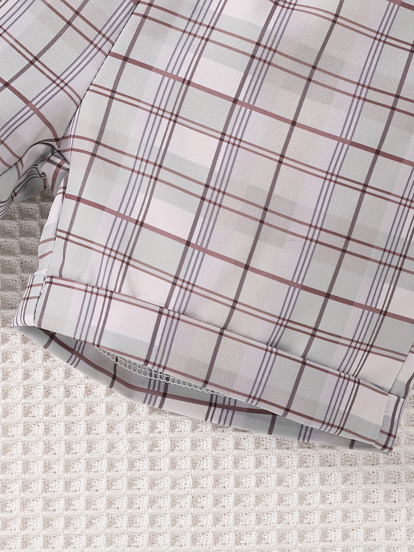 Preppy Summer Outfit for Baby Boys Bowtie Shirt & Plaid Shorts Set