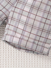 Preppy Summer Outfit for Baby Boys Bowtie Shirt & Plaid Shorts Set