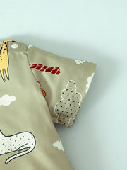 Cute Animal Print Baby Boys 2pc Romper & Hat Set