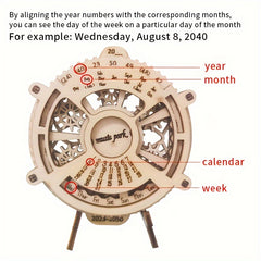 3D Wooden Puzzle Perpetual Calendar Mechanical Gears Toy