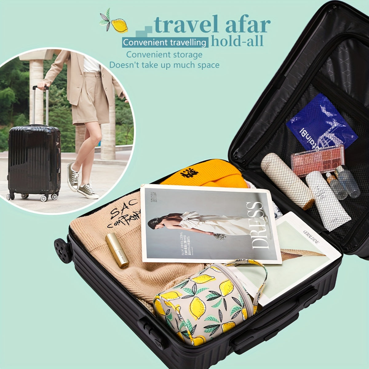 Waterproof Cylinder Crochet Storage Bag Printed Tote Bag