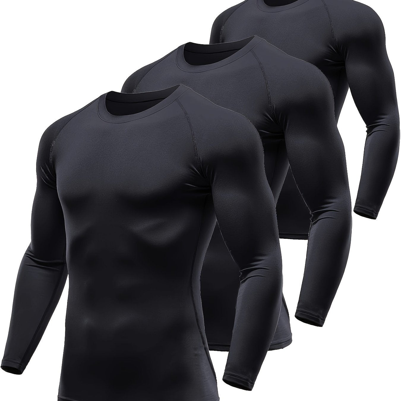 3 Pcs Men's Thermal Compression Shirts Winter Base Layer Top