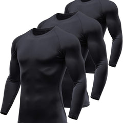 3 Pcs Men's Thermal Compression Shirts Winter Base Layer Top