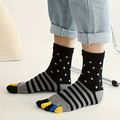 Men's Split Toe Tabi Socks Low Cut Five Toe Stripe Design
