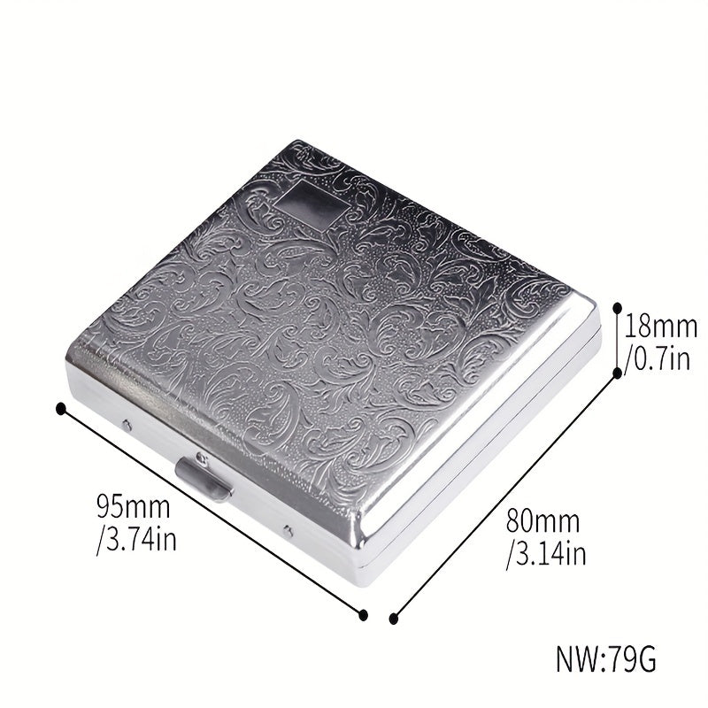 18 Pack Metal Cigarette Case Engraved Clip Anti Pressure Holder
