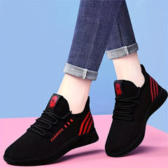 Women's Breathable Mesh Sports Shoes - Lace Up Low Top Running Sneakers
