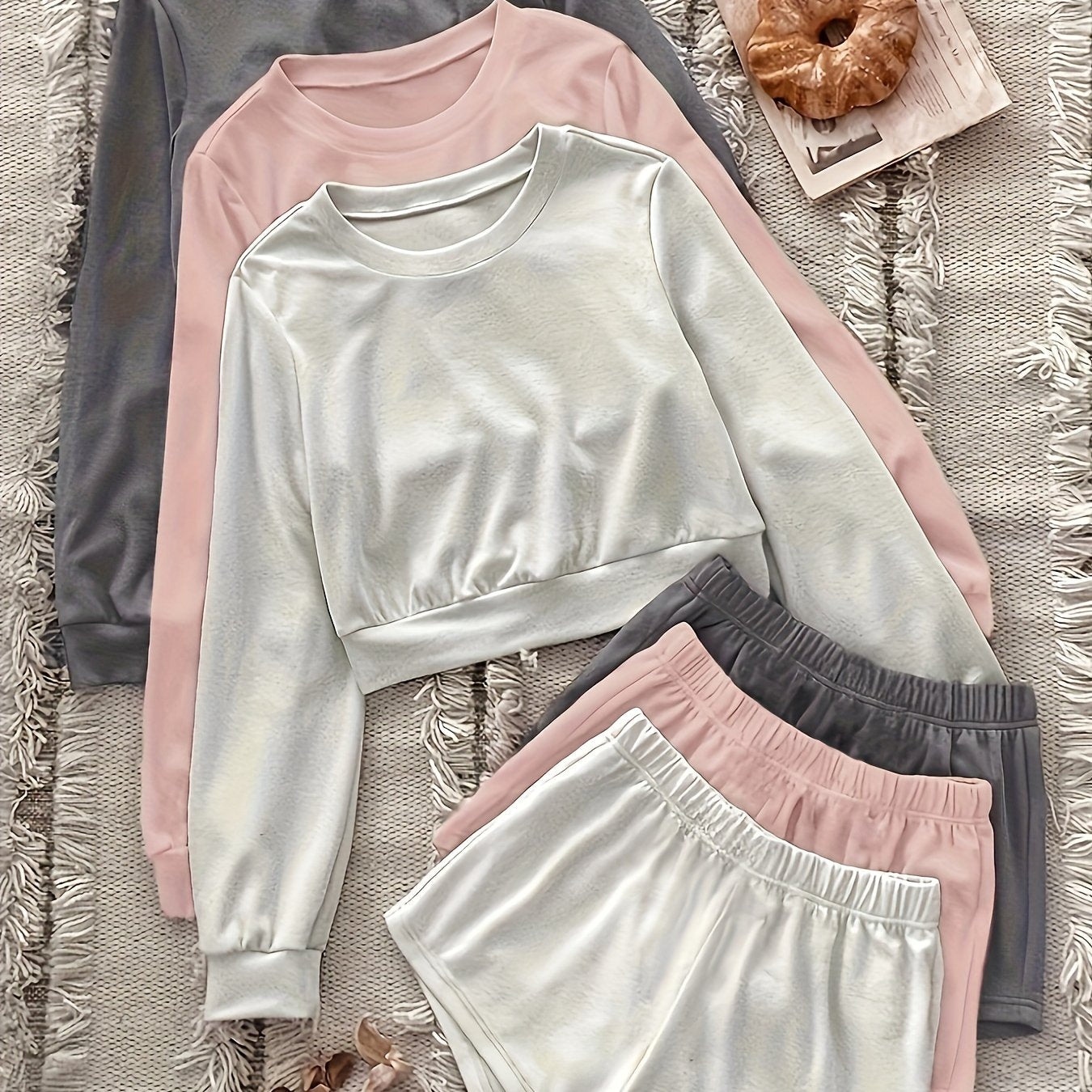6-Piece Plus Size Pajama Set: Top & Shorts Loungewear