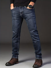 Classic Semi-Formal Stretch Denim Pants Men's Casual Business