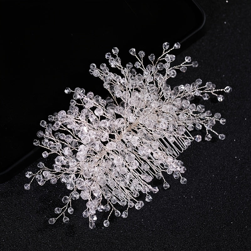 Crystal Bead Wedding Hair Comb Hair Accessories For Bridal Flower Headpiece