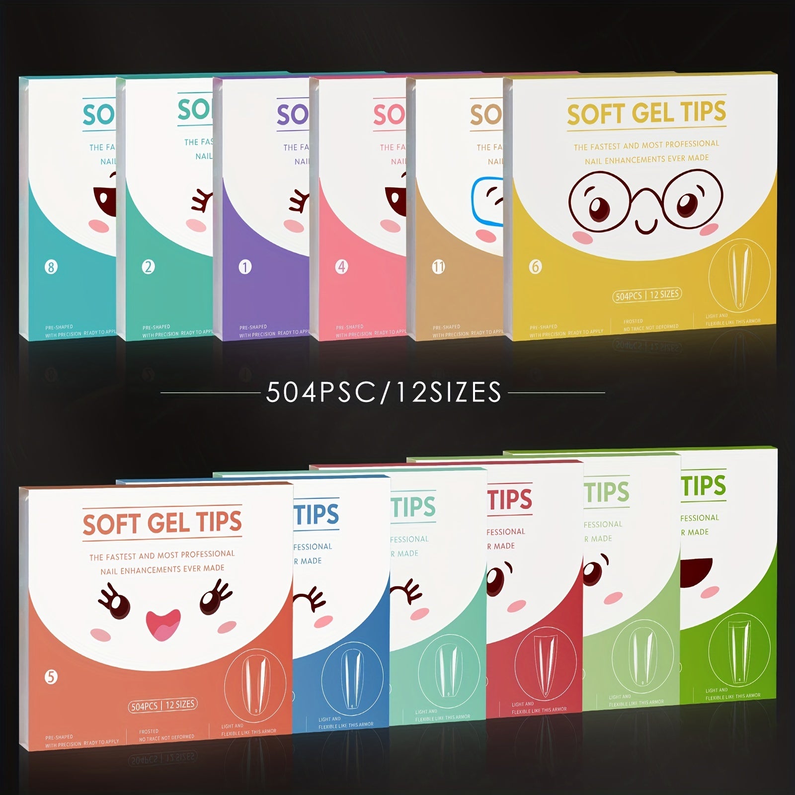 504 pcs Soft Gel Nails Tips for Long Lasting Natural Looking Nails