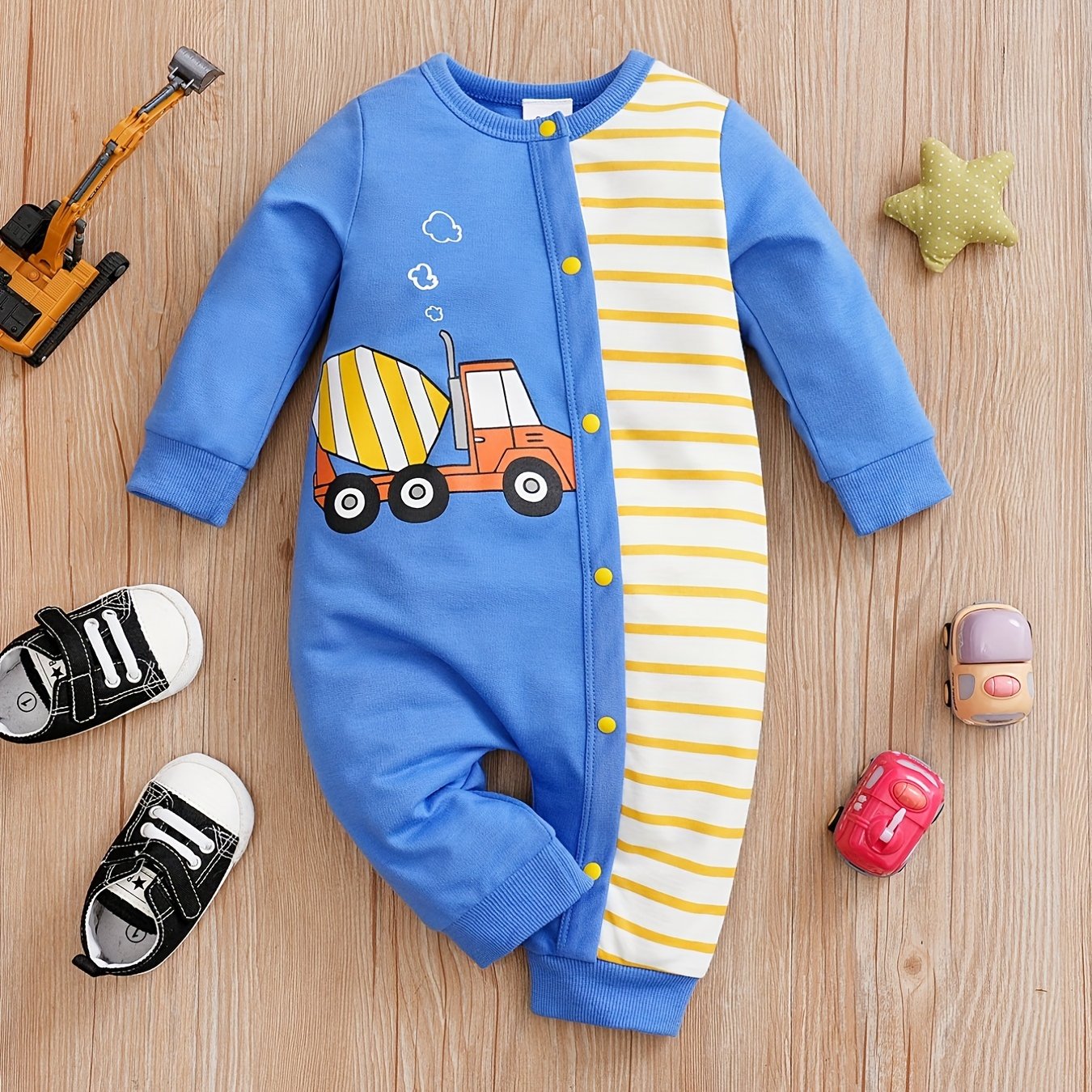 Cartoon Print Baby Romper Long Sleeve Bodysuit