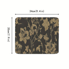 Dark Flower & Grass Small Desktop Mouse Pad Office Home Computer Accessories Pad