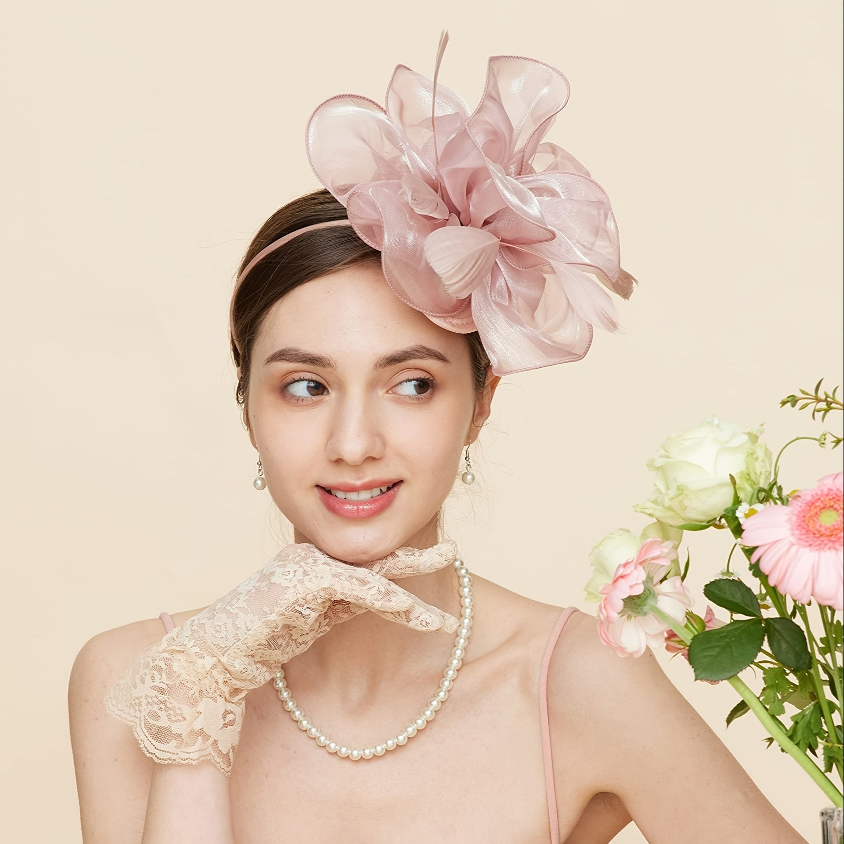 Women's Tea Party Style Fancy Hat With Clip And Hair Hoop