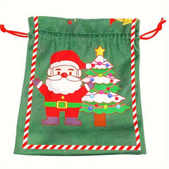 2pcs Christmas Drawstring Bags Santa Claus Snowman Pattern Gift Bag