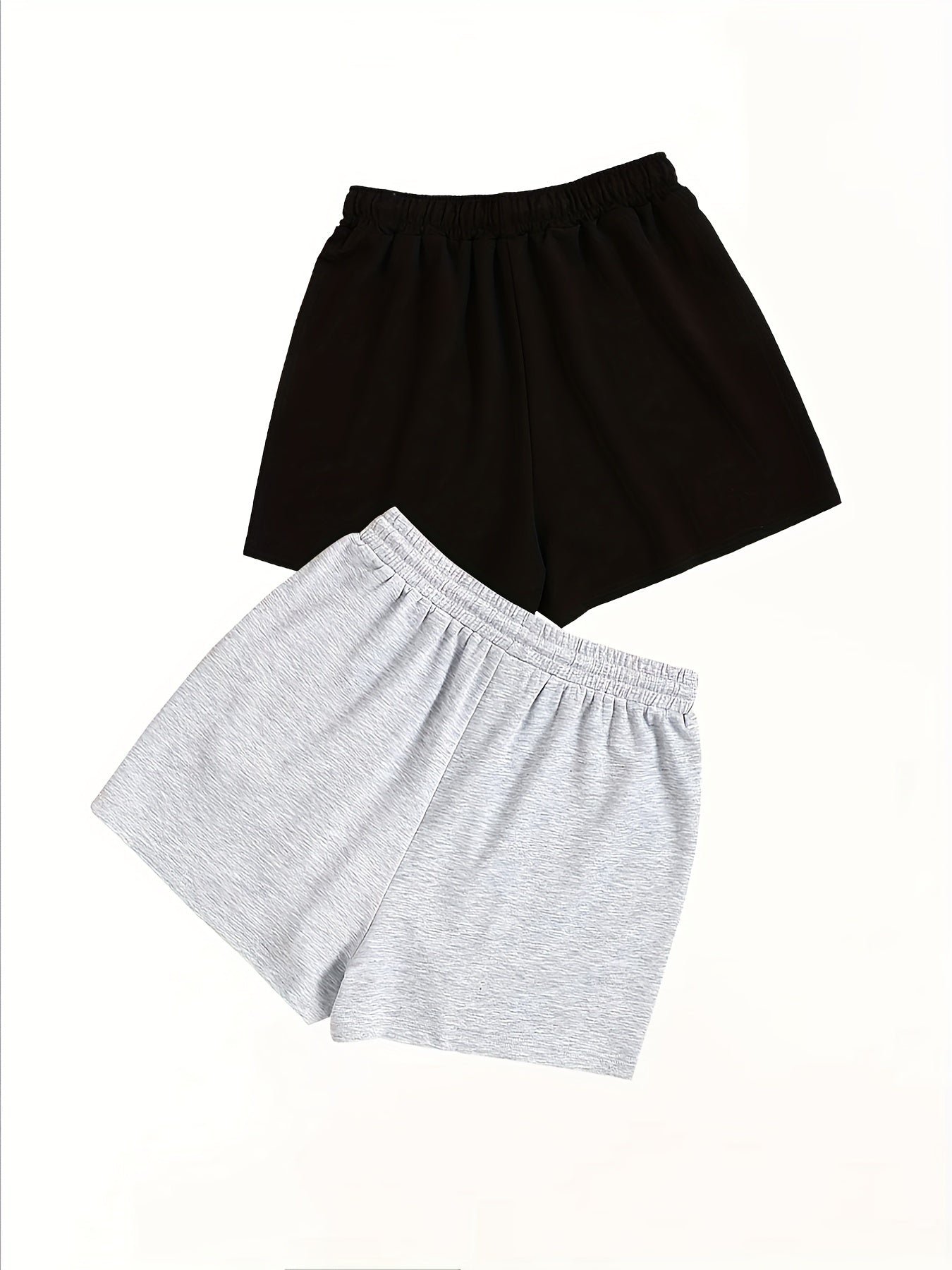 2 Pack Women's Plus Size Casual Shorts with Drawstring and Pockets