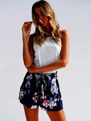 Floral Print Belted Shorts for Spring & Summer