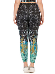 Random Print Yoga Sports Leggings With Pocket Women's Plus Size